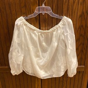 Off the Shoulder White Floral Blouse